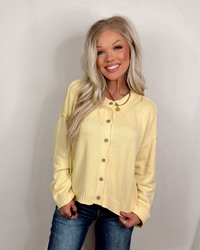 Golden Hour Button Down Knit Cardigan - Butter Yellow