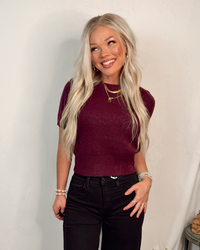 Confidence Boost Chic Knit Everyday Blouse in Maroon