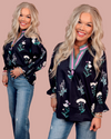Bloom & Dusk Contrast Trim Floral Top