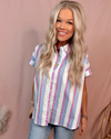 Sophisticated In Spring Striped Button-Up Top