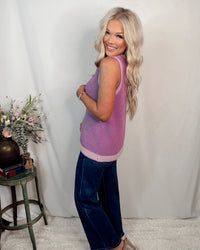 Boardwalk Berry Contrast Knit Top - Orchid