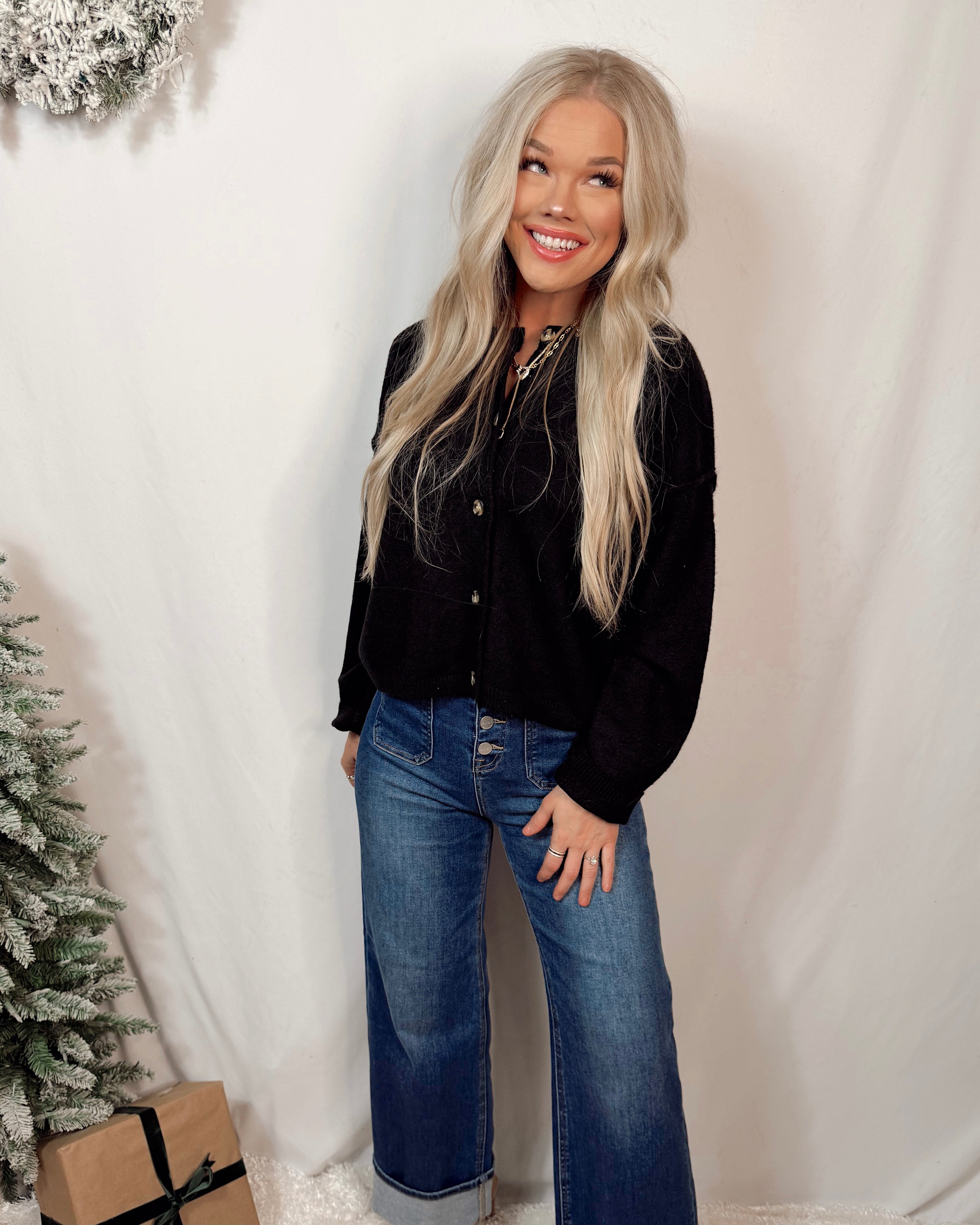 Cassie Classic Button Up Cardigan - Black