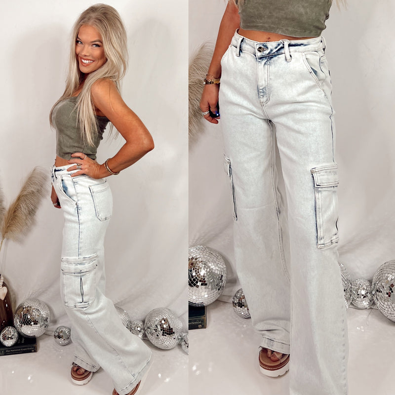 Hayden Cargo High Rise Wide Leg Jeans