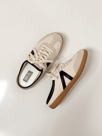 MIA Baron Off White + Black Slip On Mule Sneakers