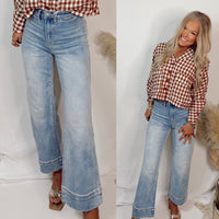 Dreamweaver Denim High Rise Wide Leg Cropped Jeans