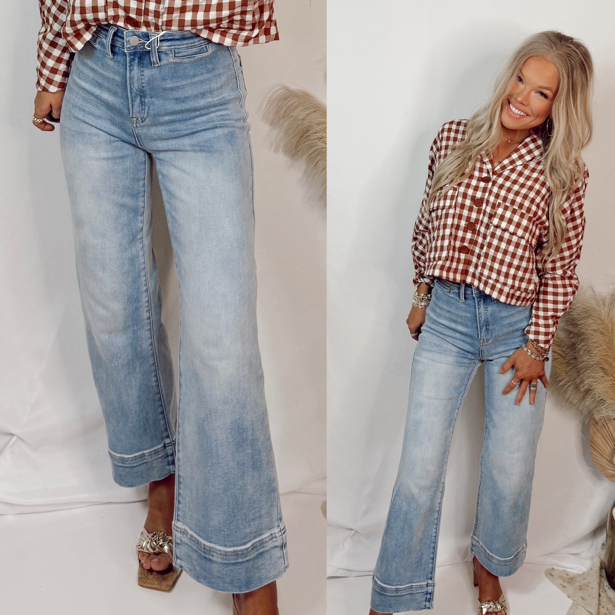 Dreamweaver Denim High Rise Wide Leg Cropped Jeans