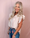 Strawberry Stripes Ruffle Detailed Blouse