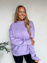 Montauk Mock Neck Oversized Sweatshirt in Lavender