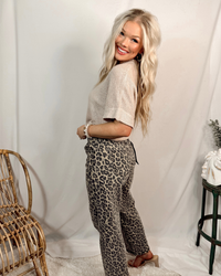 Catwalk High Rise Barrel Jeans - Leopard