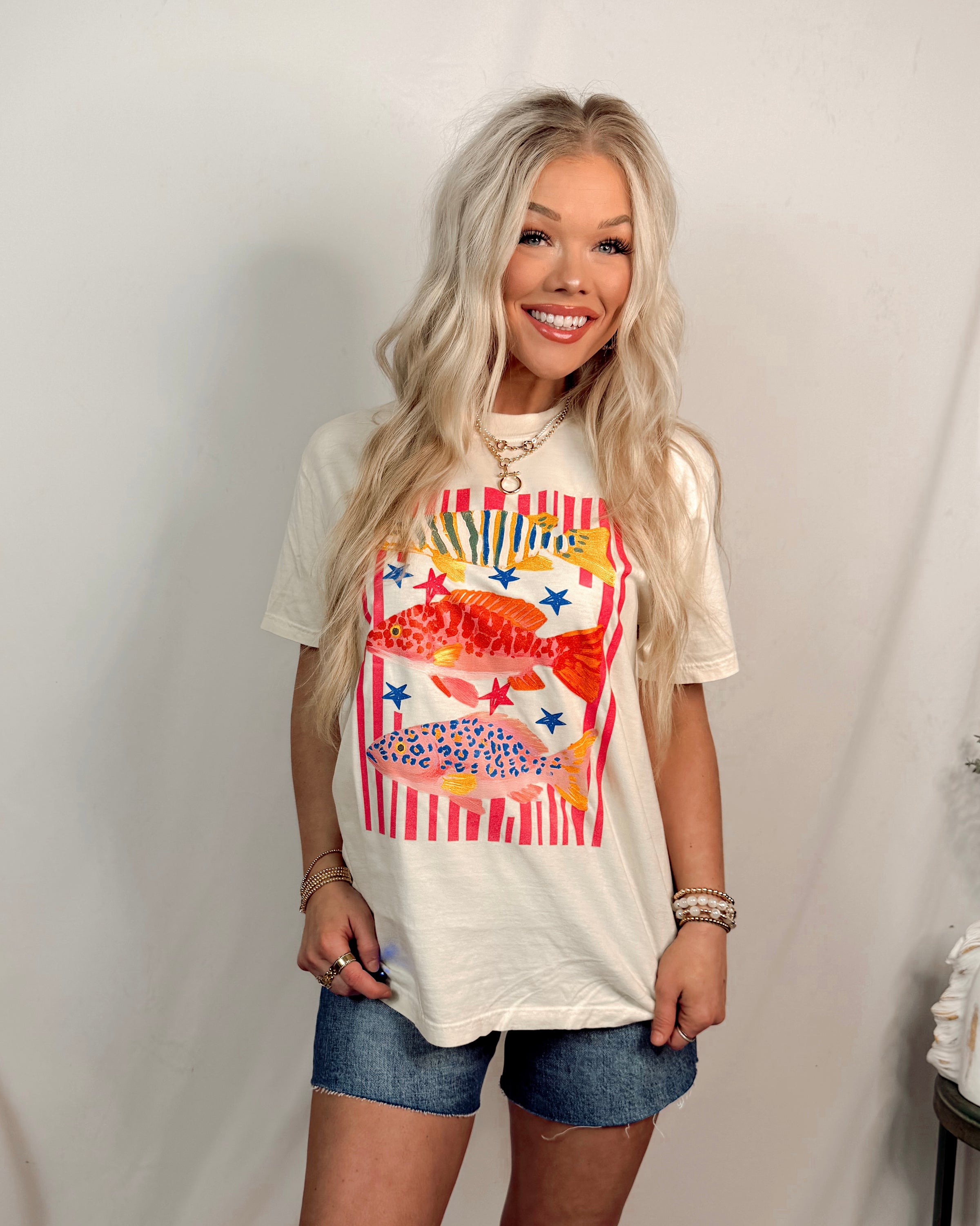 Coastal Catch Abstract Fish Trio Graphic Tee