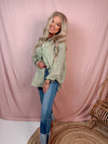 Gingham & Go Oversized Button Up Top - Light Green