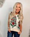 Holiday Heirloom Floral Knit Sweater Vest / Top