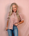 Sweet as Cinnamon Striped Ruffle Detailed Blouse - Rust
