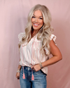Strawberry Stripes Ruffle Detailed Blouse