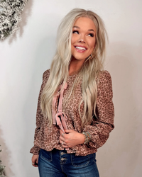 Velvet Vows Leopard Tie Blouse