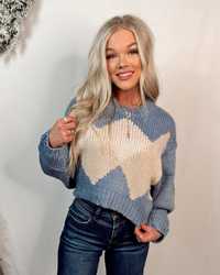 Forever & Always Argyle Print Sweater in Light Blue