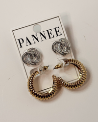 Timeless Twist Mixed Metals 2 Pair Earring Set