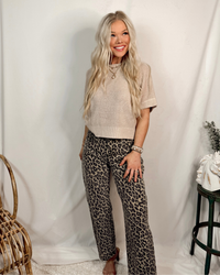 Catwalk High Rise Barrel Jeans - Leopard