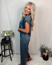 Soft Reset Mineral Wash Scuba Lounge Set - Denim