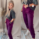 Chicago Satin Cargo Joggers- Plum