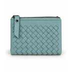 Woven Multi Compartment Fold Over Wallet - Denim Blue