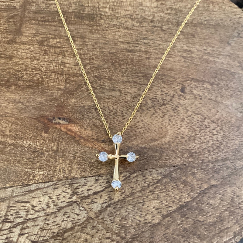 Dainty Rhinestone Cross Necklace