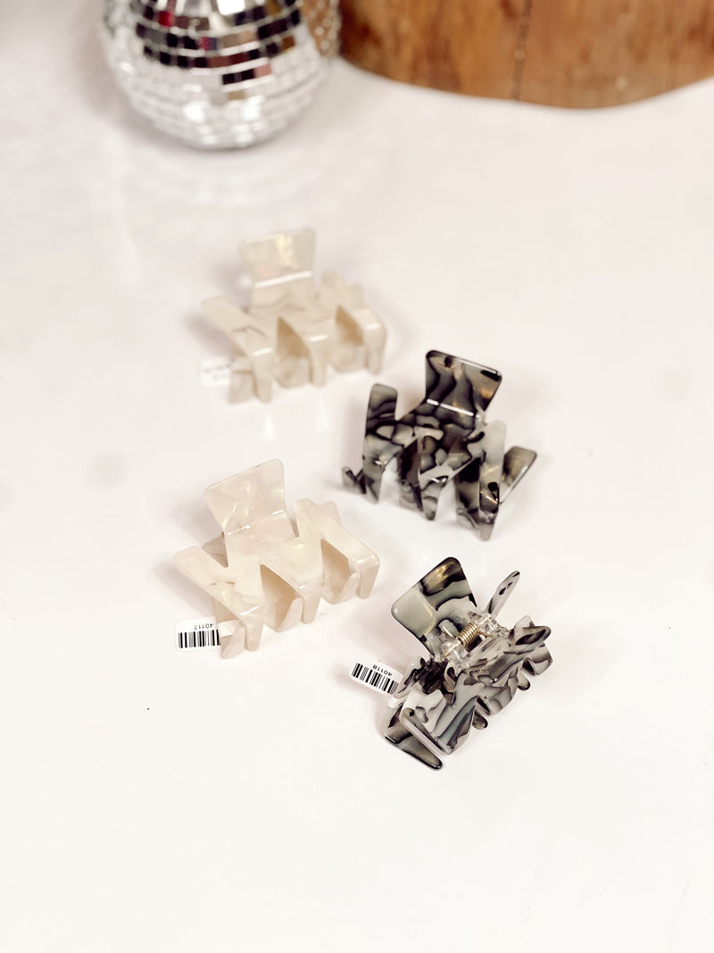 Zig Zag Marble Claw Clips