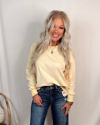 Lemon Drop Gingham Knit Pullover