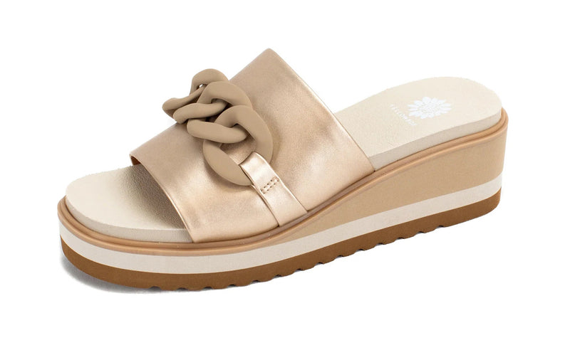 Alora Gold Wedge Slides