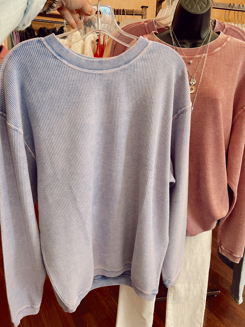 Essential Corded Crew Sweatshirt - Periwinkle