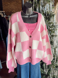 Classy Checkered Chic Cardigan