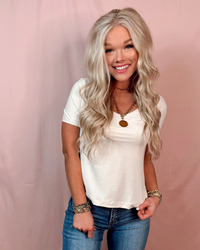 Everyday Butter Soft Scoop Neck Short Sleeve Top - White Pearl