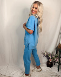 Chasing Comfort Half Zip Pullover - Denim Drift