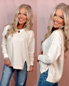 Waverly Waffle - Knit Crewneck Pullover - Cream