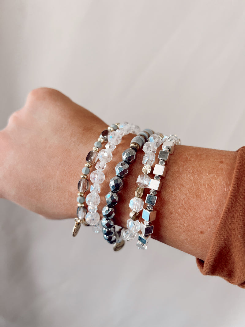 Crystal Clear 5 Piece Bracelet Stack