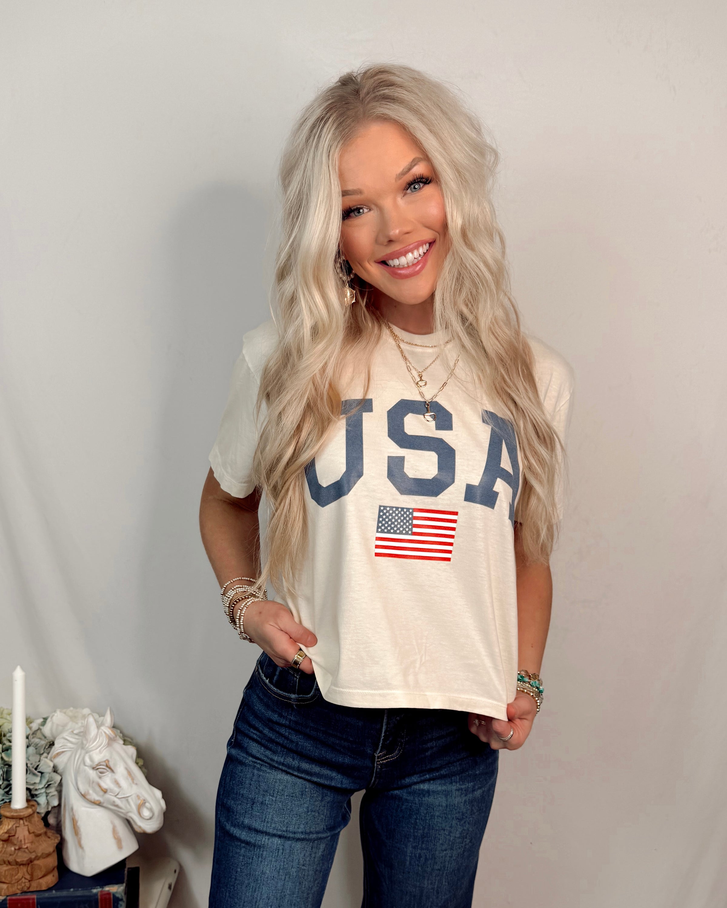 Classic Boxy Patriotic USA Tee