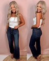 Downtown Dark Wash Tummy Control High Rise Wide Leg Jeans