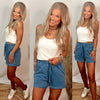 Simple Drawstring Shorts- Blue