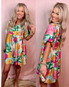 Palm Springs Floral Printed Babydoll Dress