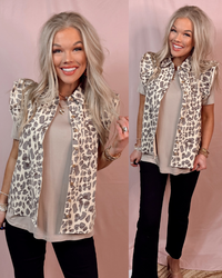 Coveted Confidence Leopard Print Button Up Top / vest