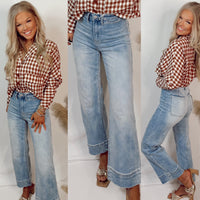 Dreamweaver Denim High Rise Wide Leg Cropped Jeans