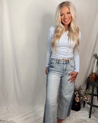 On Repeat Ribbed Long Sleeve Basic Top - Halogen Blue