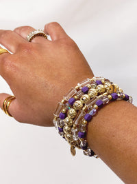 Purple & Gold Game Day Arm Candy 5 Piece Bracelet Set