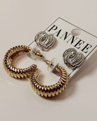 Timeless Twist Mixed Metals 2 Pair Earring Set