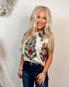 Holiday Heirloom Floral Knit Sweater Vest / Top