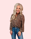 Made For Me Metallic Gold Speckled Leopard Blouse