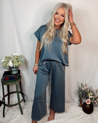 Soft Reset Mineral Wash Scuba Lounge Set - Denim