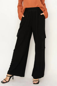 Laid Back Linen Cargo Pants - Black