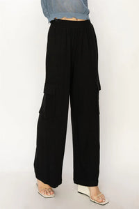 Laid Back Linen Cargo Pants - Black