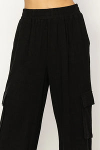 Laid Back Linen Cargo Pants - Black